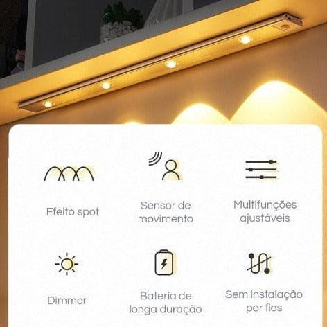 Luminária De Gabinete - LED sem fio com sensor de movimento - Decora Magnus