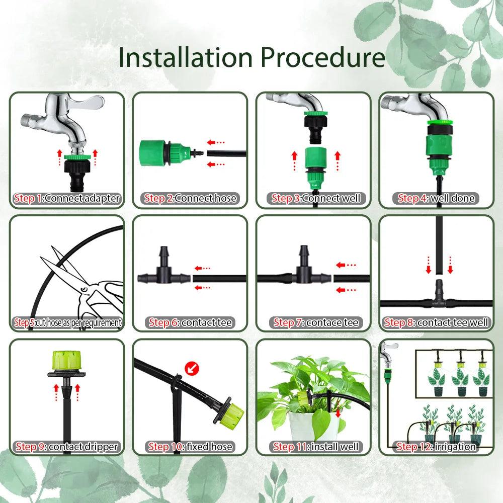 Sistema de Irrigação Automática Ajustável por Gotejamento para Jardins - Decora Magnus