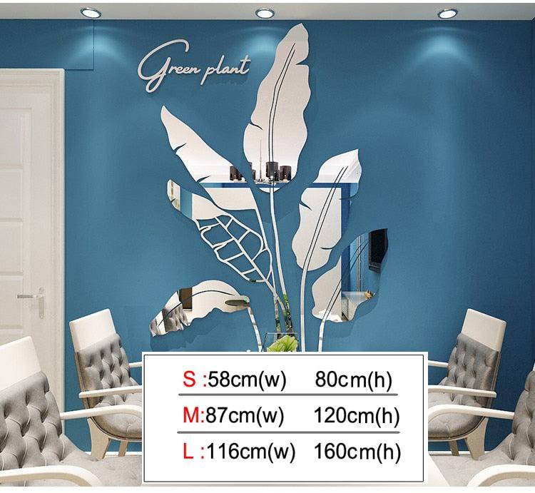 Espelho Adesivo em Acrílico - Folhas de Bananeira 1 - Decora Magnus